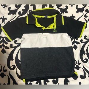 💰2/$10 Us polo Assn. toddler blk & white& green polo- size 4t